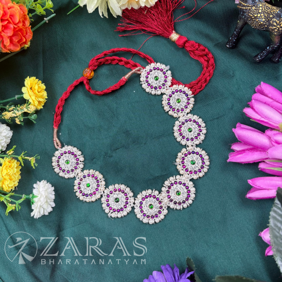 Bharatanatyam Dance Silver Jewellery - Sun Necklace PG Kemp Stone image 0