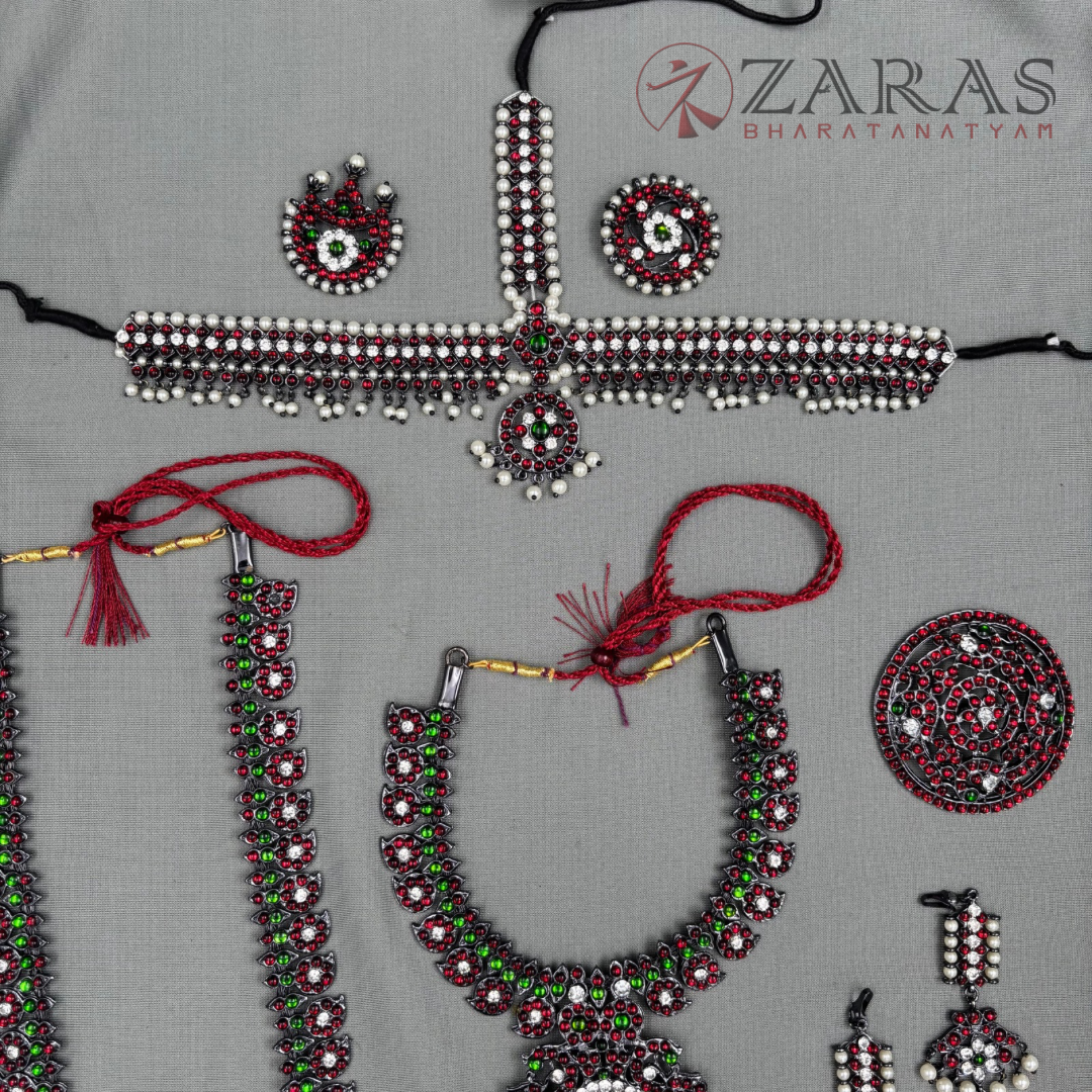 Bharatanatyam Dance Jewellery Black - Manga Full Set Kemp RGSl image 3