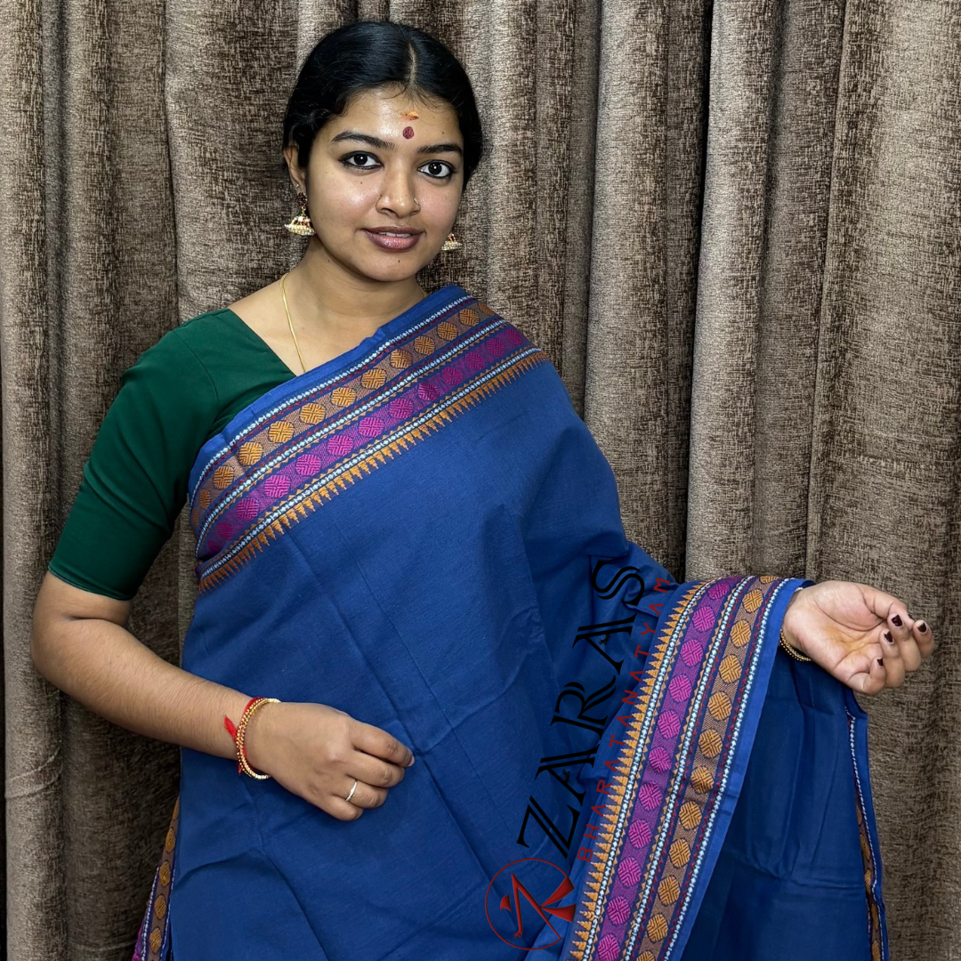 Bharatanatyam Dance Practice Saree - D Blue PY Single Coin Border image 0