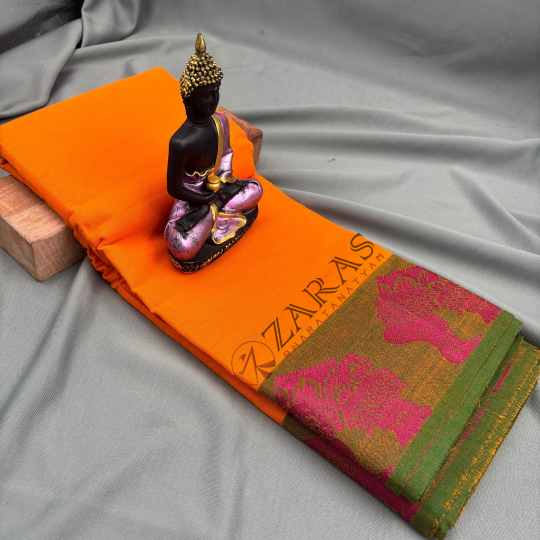 Bharatanatyam Dance Practice Saree - M Yellow Gr Salangai Border image 1