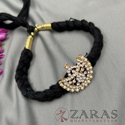 Bharatanatyam Dance Jewellery Necklace - Moon W Stone Black Thread Type image 0