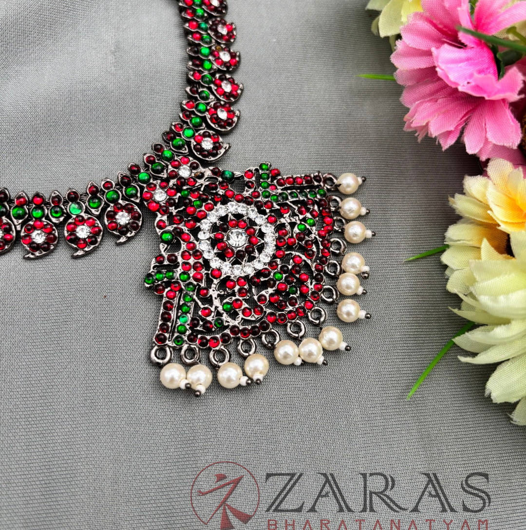 Bharatanatyam Dance Jewellery Black - Necklace Manga CS RG Kemp Beads image 0