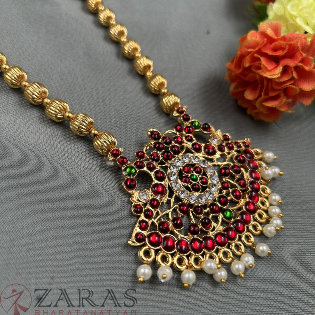 Bharatanatyam Dance Jewellery - 1L Balls & Patak RG Keamp CS Maalai / Long Haaram image 2