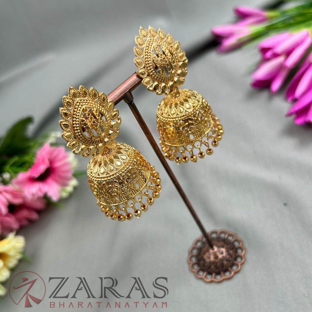 Bharatanatyam Dance Jewellery - Gold Jimiki with Kammal image 0