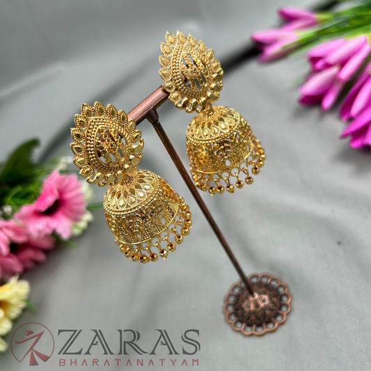 Bharatanatyam Dance Jewellery - Gold Jimiki with Kammal image 0