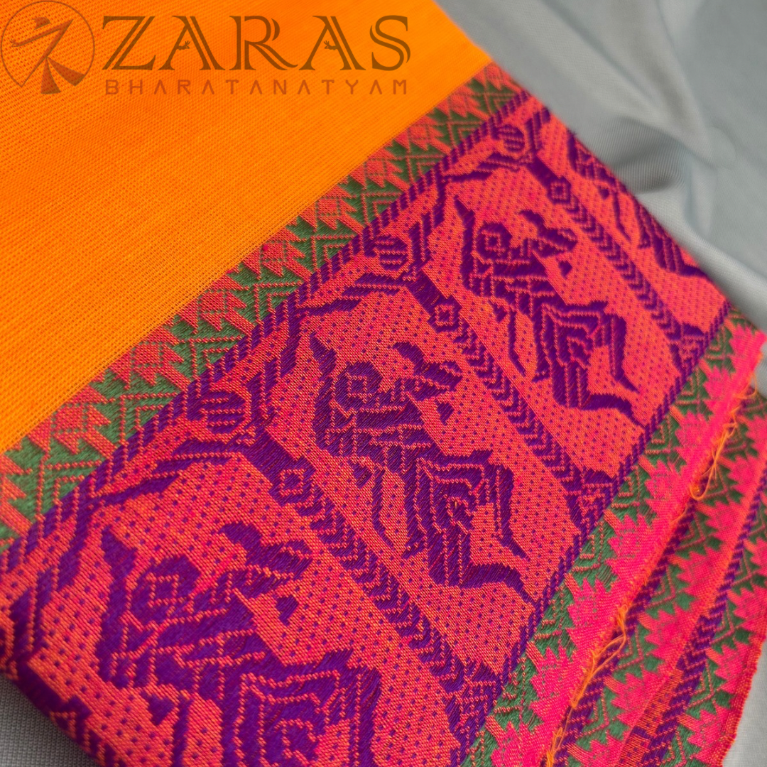 Bharatanatyam Dance Practice Saree - M Yellow Violet Doll Border image 1