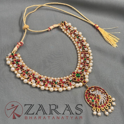 Bharatanatyam Dance Jewellery - Necklace RG Flower Kemp CS Peacock Design image 3