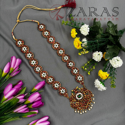 Bharatanatyam Dance Jewellery - Haaram Round & Peacock RG Kemp CS image 2