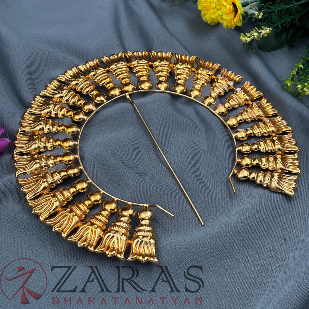 Bharatanatyam Dance Jewellery - Flower Gold Head Arch (Length: 7 inch; Dia: 8 1/2 inch) image 1