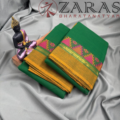 Bharatanatyam Dance Practice Saree - Green Yellow Gopuram Border image 2