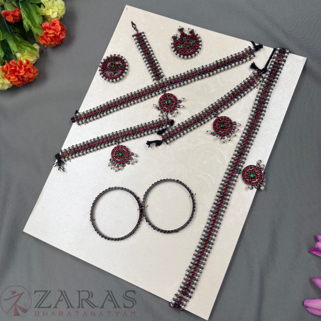 Bharatanatyam Dance Jewellery Black - Full Set Kemp Balls RGSl image 2