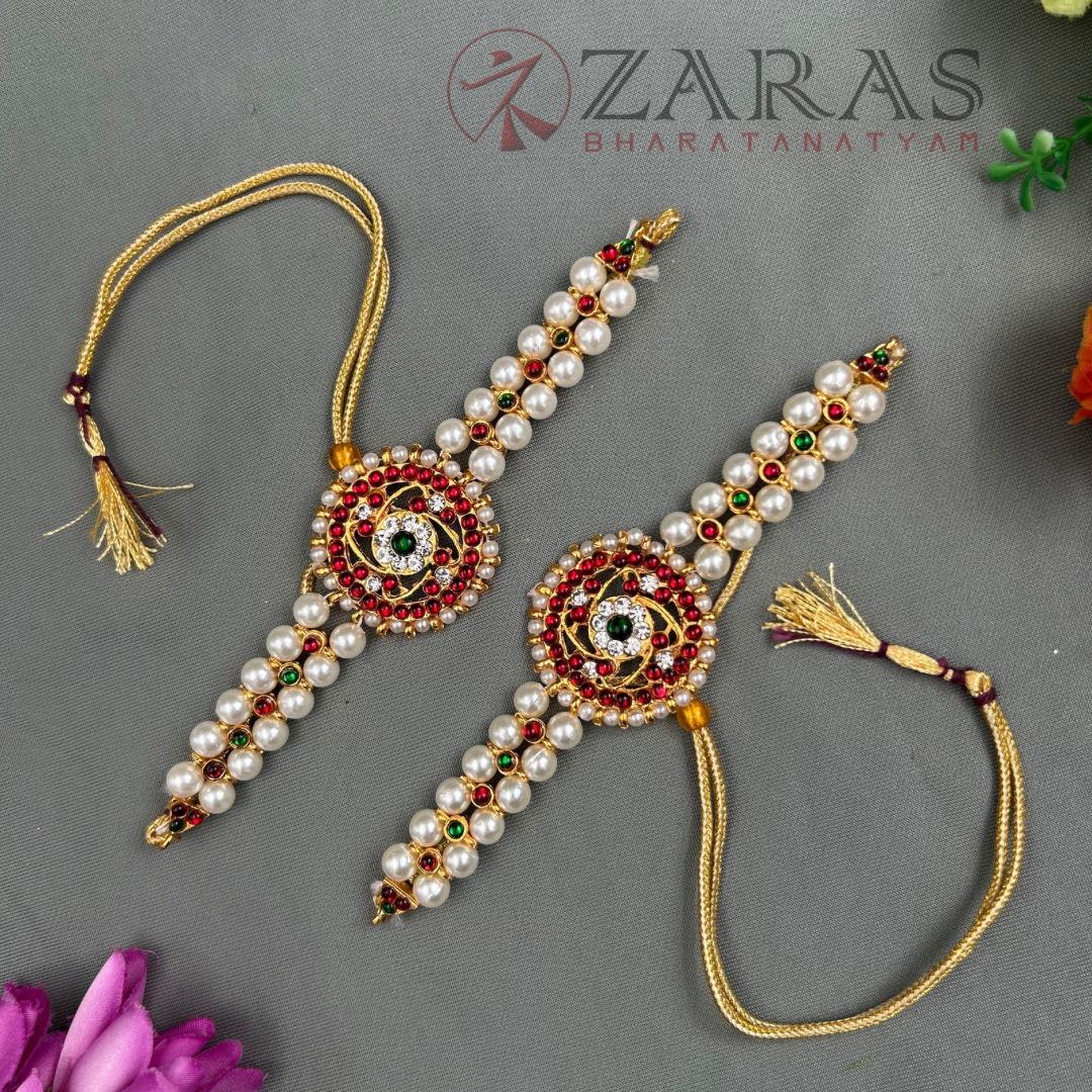 Bharatanatyam Dance Jewellery - Round 2 Line Beads RG Kemp Vangi / Baaju Bandh image 0