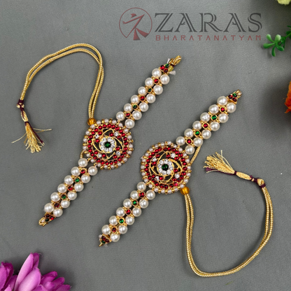 Bharatanatyam Dance Jewellery - Round 2 Line Beads RG Kemp Vangi / Baaju Bandh image 0