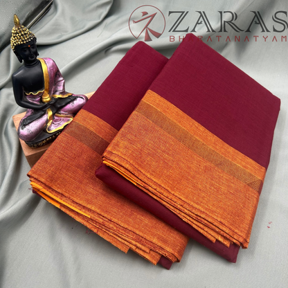 Bharatanatyam Dance Practice Saree - Maroon with Gold Plain Border image 1