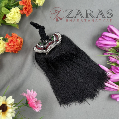 Bharatanatyam Dance Jewellery Black - Stone Kunjalam 3 Line Hair Type image 0