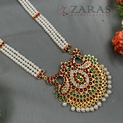 Bharatanatyam Dance Jewellery - Haaram 3L Beads & Pecock RG Kemp CS image 2