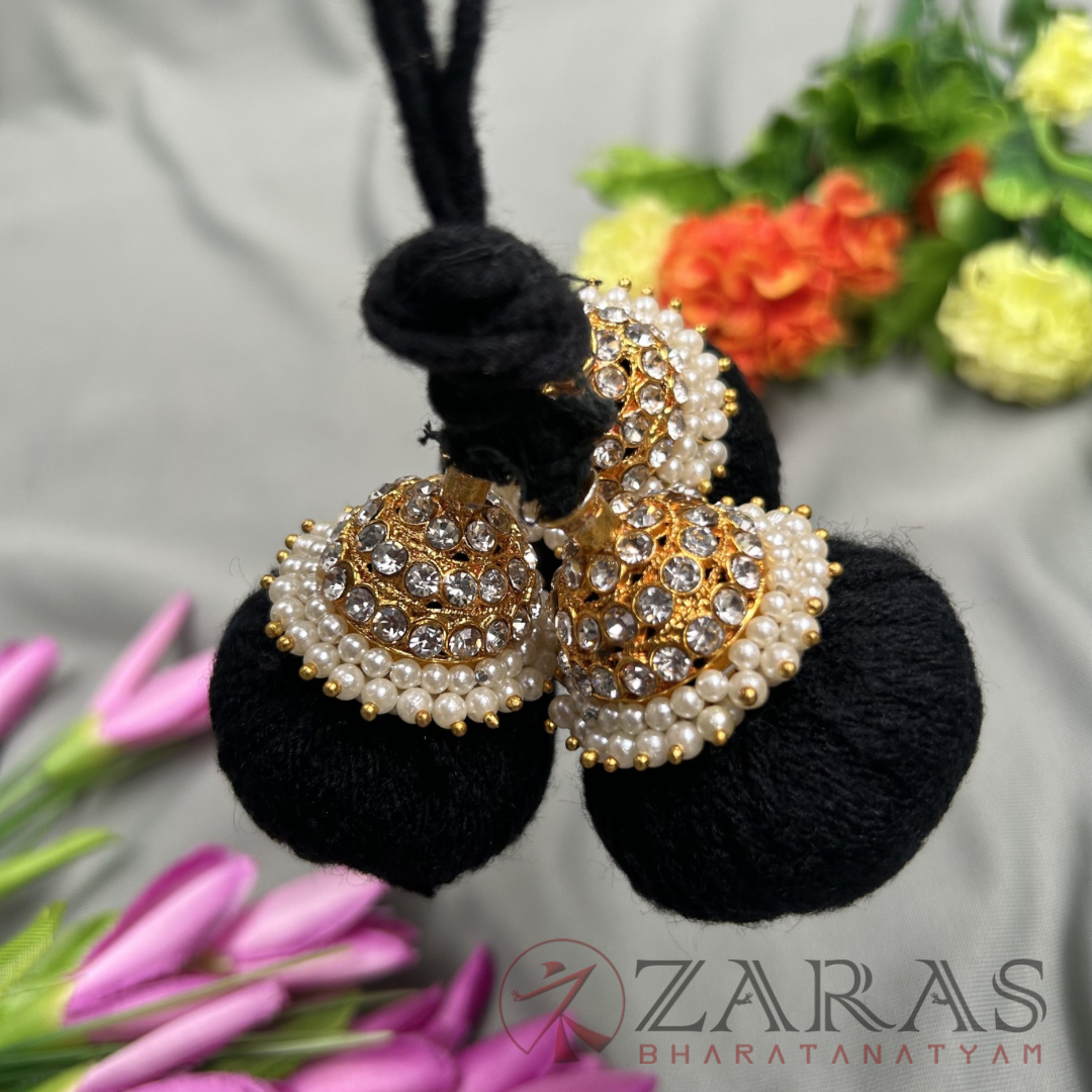 Bharatanatyam Dance Jewellery - W Stone Kunjalam 3 Line Thread Type image 1
