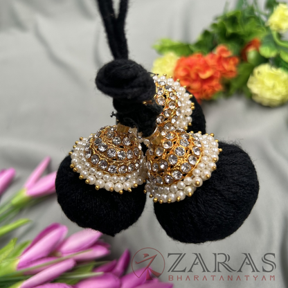 Bharatanatyam Dance Jewellery - W Stone Kunjalam 3 Line Thread Type image 1