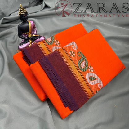 Bharatanatyam Dance Practice Saree - Orange Violet Manga Border image 2