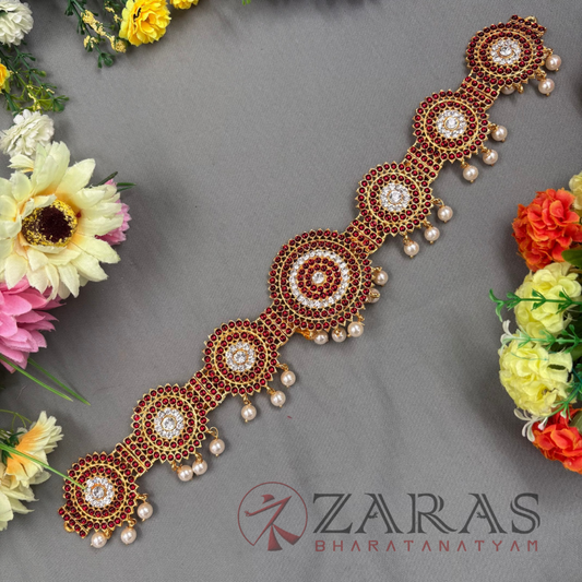 Bharatanatyam Dance Jewellery - Round Flower Hip Belt RG Kemp CS (Ottiyanam) image 0