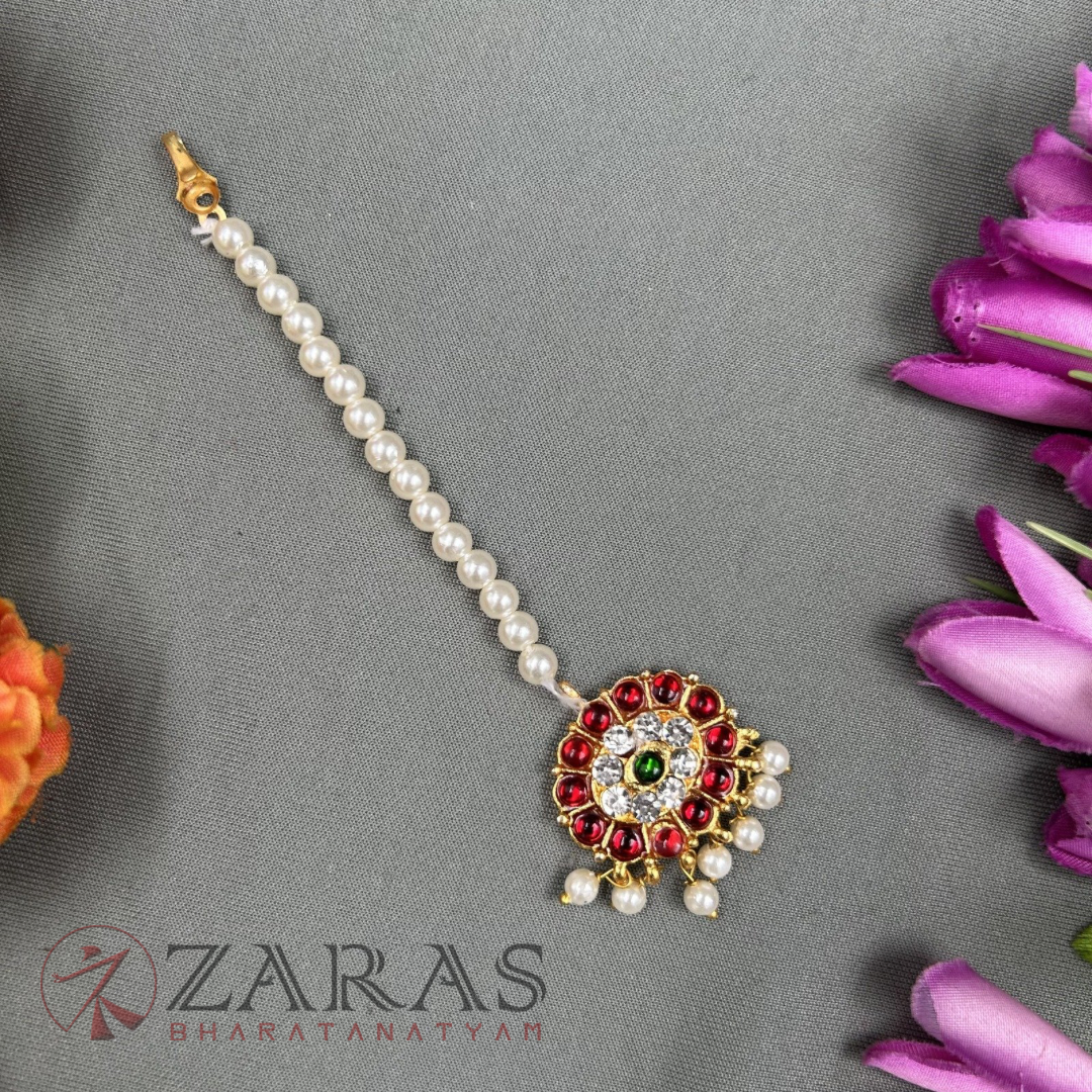 Bharatanatyam Dance Jewellery - 1 L Flower Kemp Netti Chutti image 0
