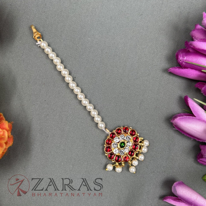Bharatanatyam Dance Jewellery - 1 L Flower Kemp Netti Chutti image 0
