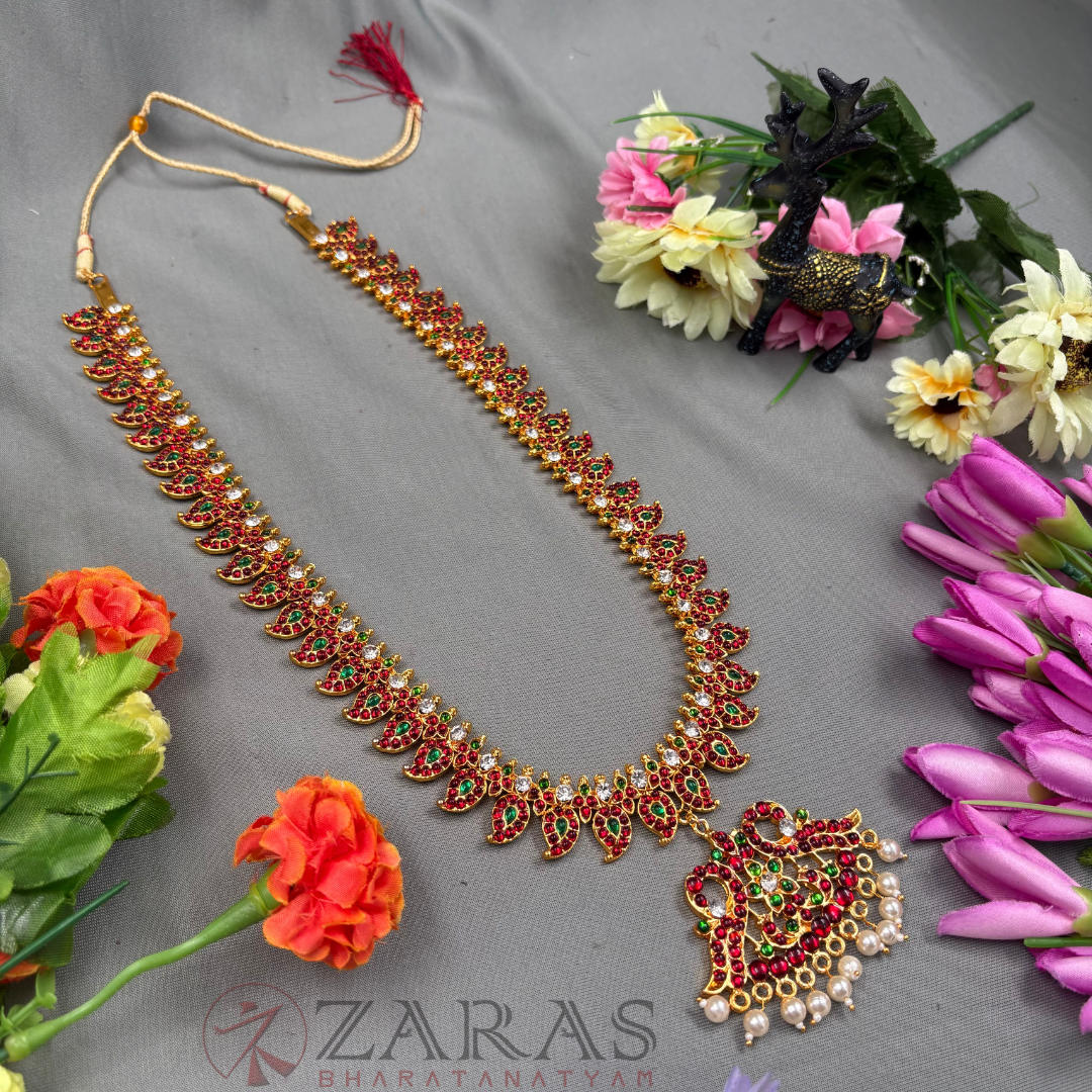 Bharatanatyam Dance Jewellery Haaram - Manga RG Kemp Beads Maalai / Long Haaram image 1