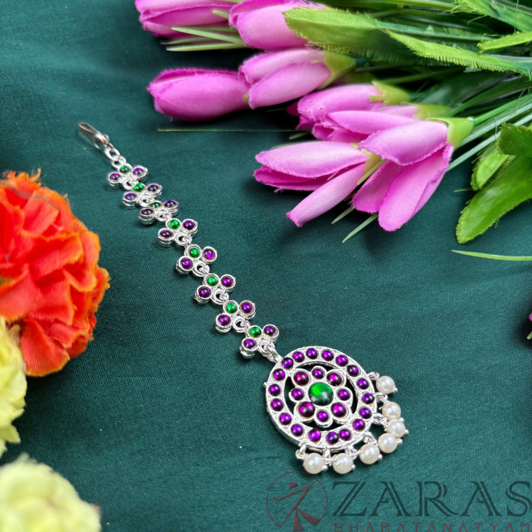 Bharatanatyam Dance Silver Jewellery - Round Flower PG Kemp Netti Chutti Beads image 1