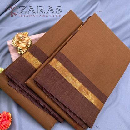 Bharatanatyam Dance Practice Saree - Mehendi Green with Brown Plain Border image 1