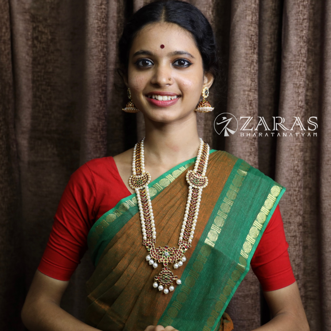 Bharatanatyam Dance Jewellery - Haaram Mo Kemp Pearl Pendent image 1