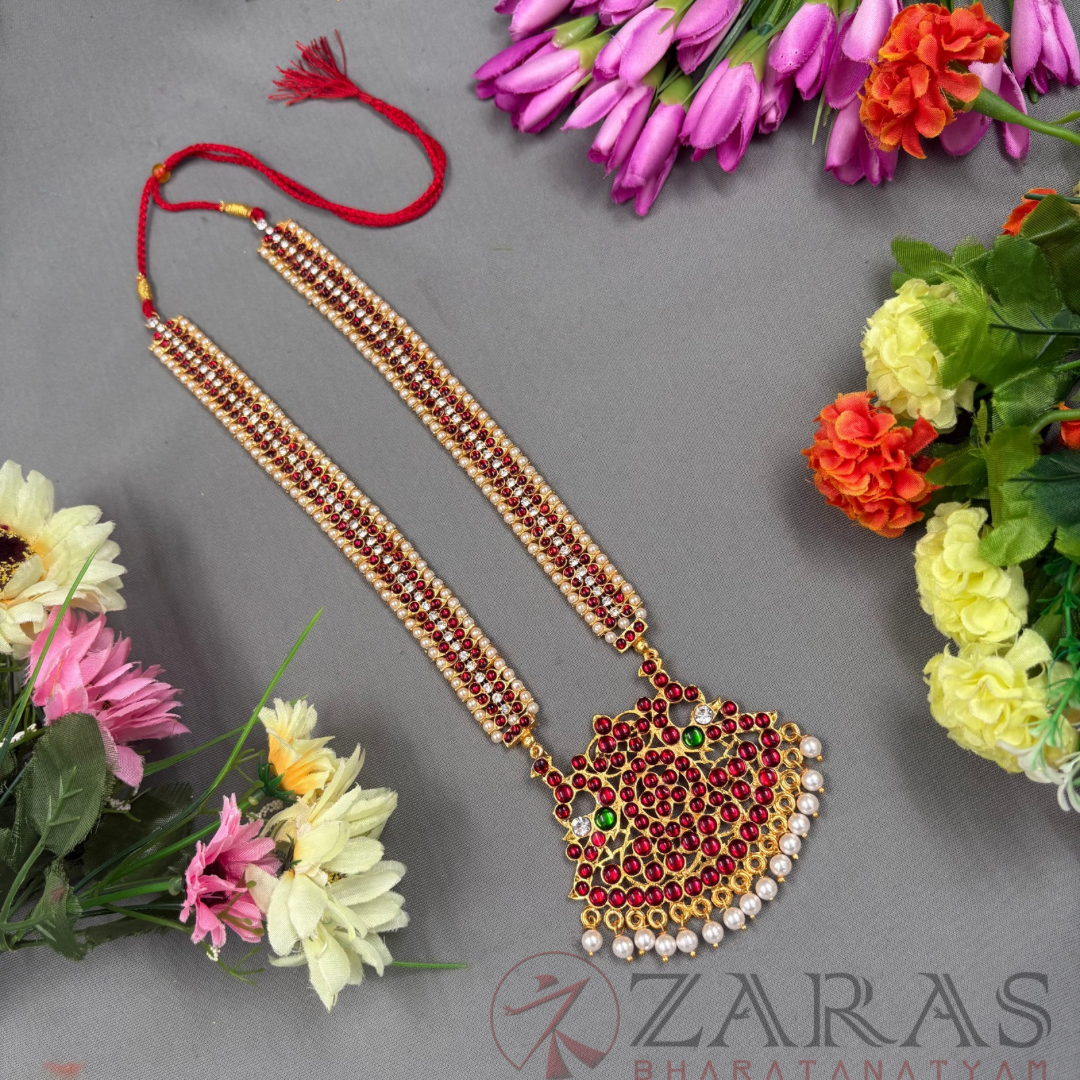 Bharatanatyam Dance Jewellery Haaram - Sow Padak RG Kemp Maalai / Long Beads image 0