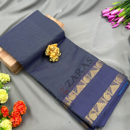 Bharatanatyam Dance Practice Saree - Grey with Gold Manga and Temple Border image 0