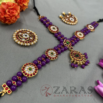 Bharatanatyam Dance Jewellery - Headset Round Purple Balls RG Kemp image 1