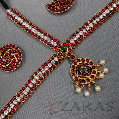 Bharatanatyam Dance Jewellery - Headset Round S Sow RG Kemp Beads CS image 2