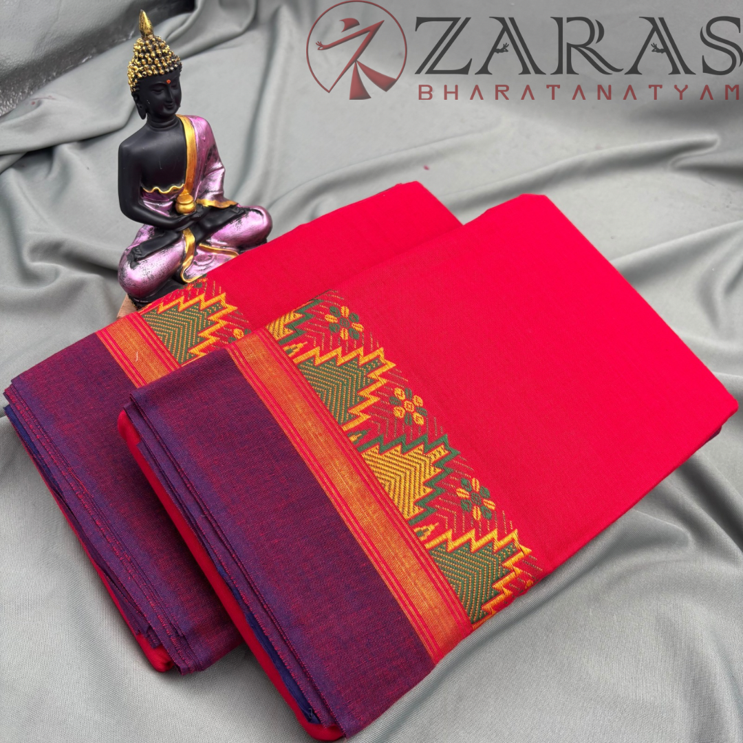 Bharatanatyam Dance Practice Saree - Red Violet Gopuram Border image 2