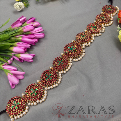 Bharatanatyam Dance Jewellery - Round Flower Hip Belt RG Kemp (Ottiyanam) image 1