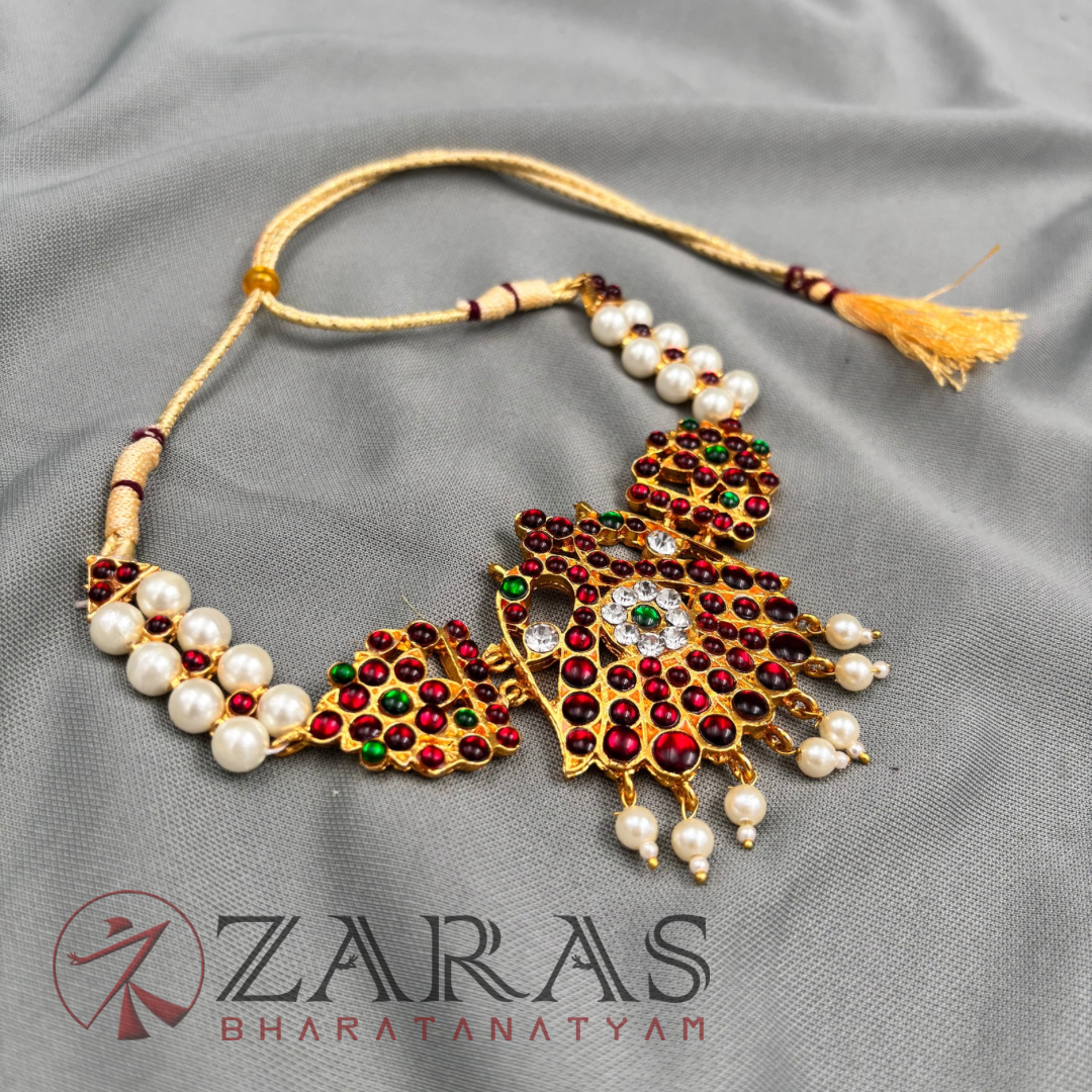 Bharatanatyam Dance Jewellery - Necklace Muthu Pe design kemp image 2
