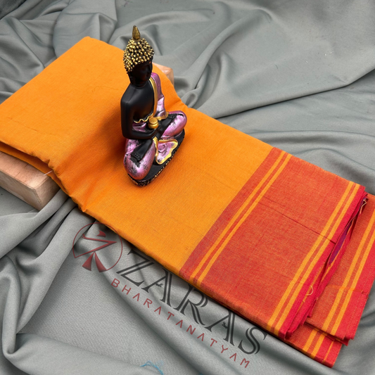 Bharatanatyam Dance Practice Saree - M Yellow Red Plain Border image 0