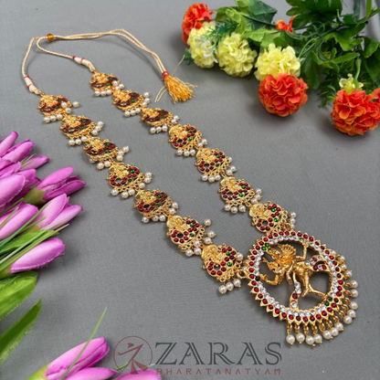 Bharatanatyam Dance Jewellery Haaram - Nadaraj With Lakshmi RG Kemp Maalai / Long image 1