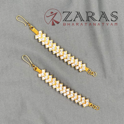 Bharatanatyam Dance Jewellery - Full White Stone Maatal V Type image 2