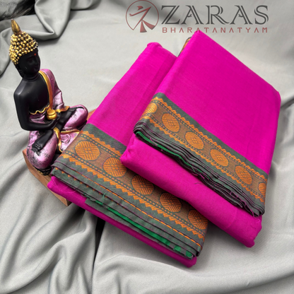 Bharatanatyam Dance Practice Saree - Purple with Green Single Coin Border image 2