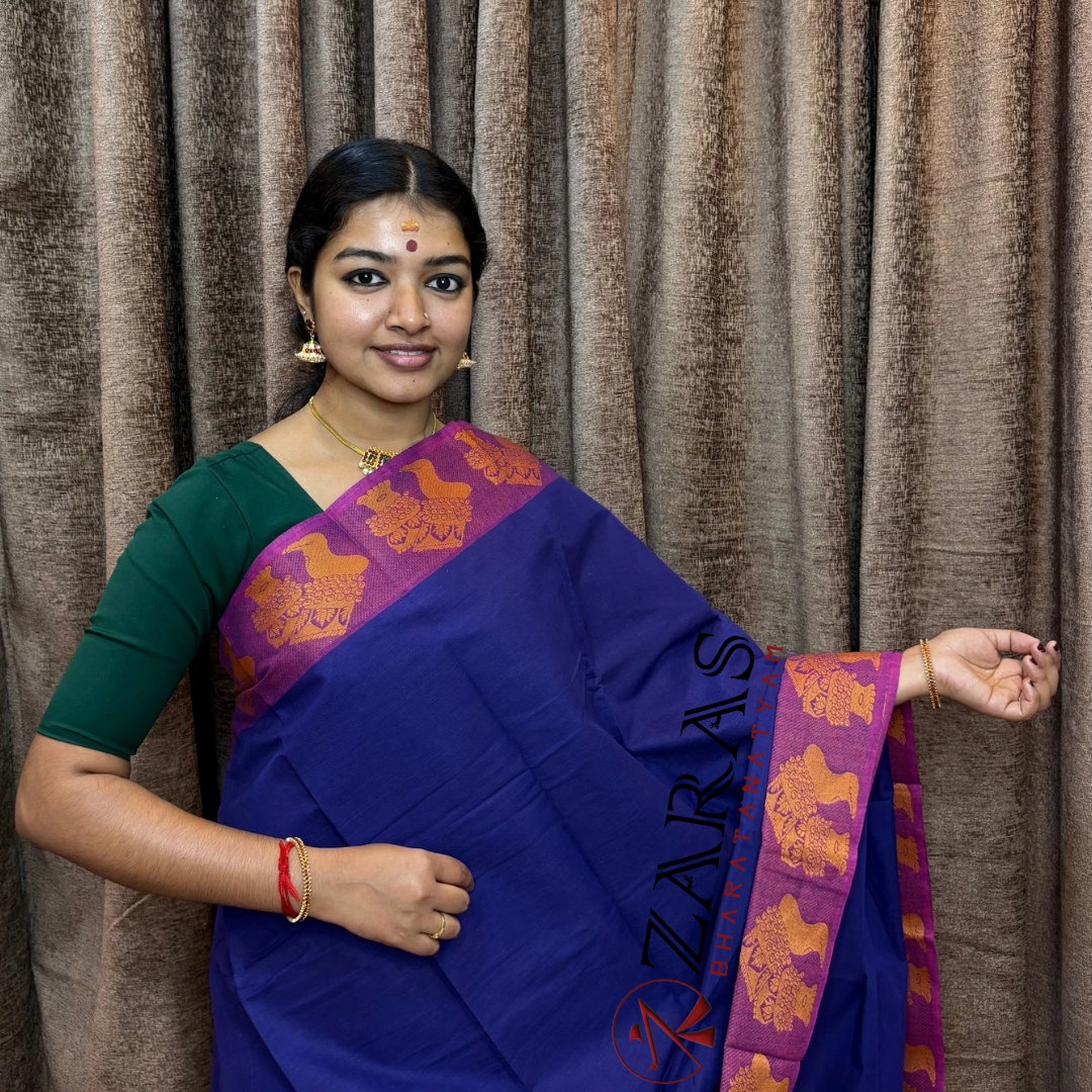 Bharatanatyam Dance Practice Saree - D Blue Mus Salangai Border image 0