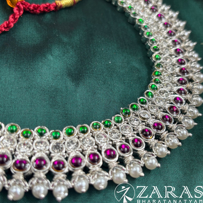 Bharatanatyam Dance Silver Jewellery - S Round Design Necklace PG Kemp CS image 1