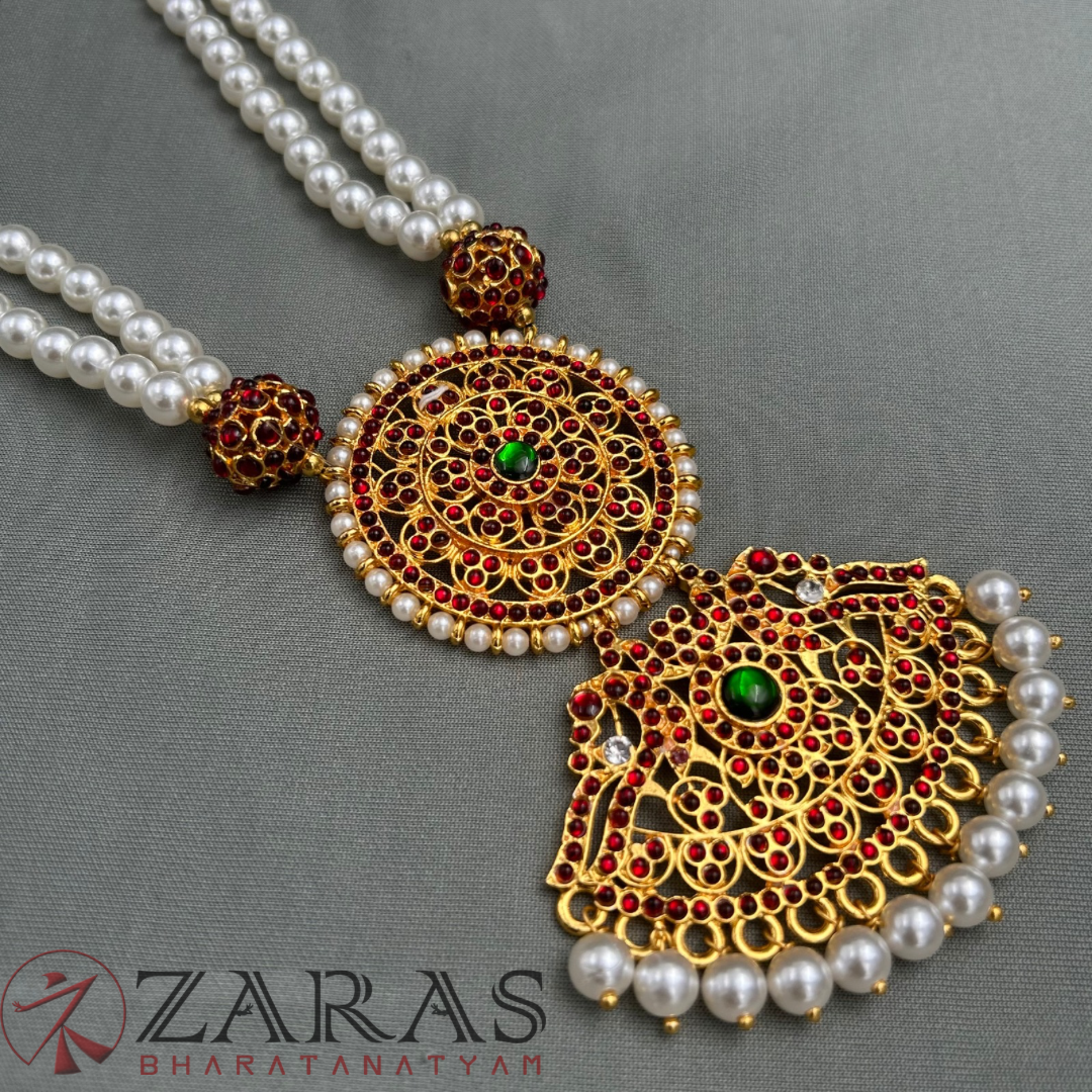 Bharatanatyam Dance Jewellery - Haaram Beads Mala 2L Ro Pendentive image 3