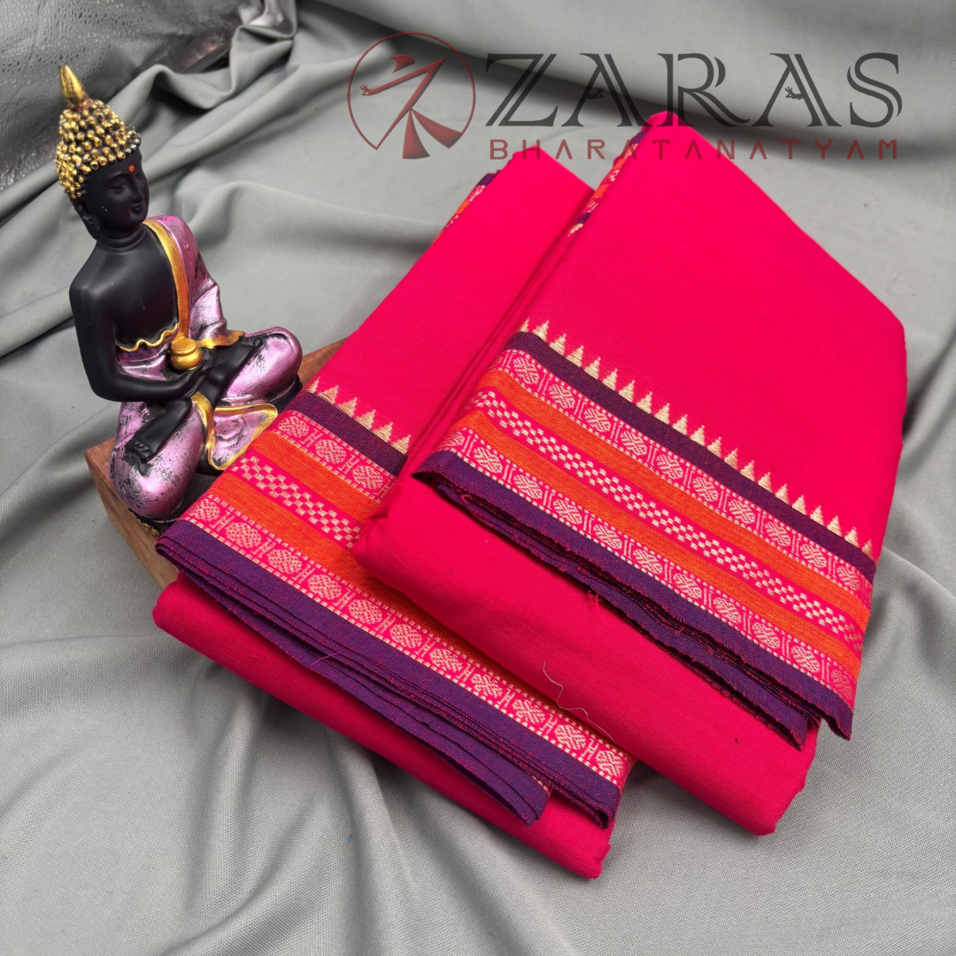 Bharatanatyam Dance Practice Saree - Pink with Violet Double Coin Border image 2