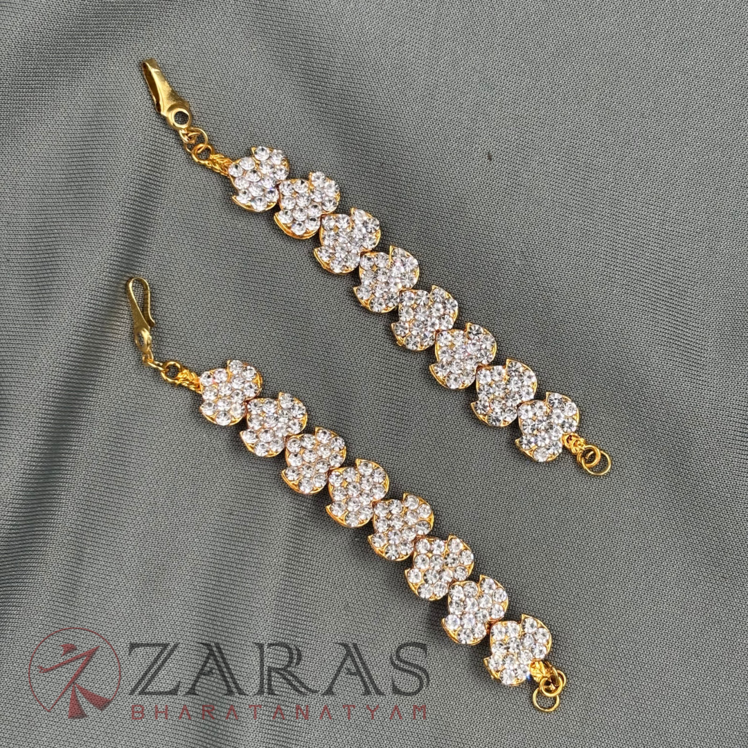 Bharatanatyam Dance Jewellery - Flower White Stone Maatal SA image 2