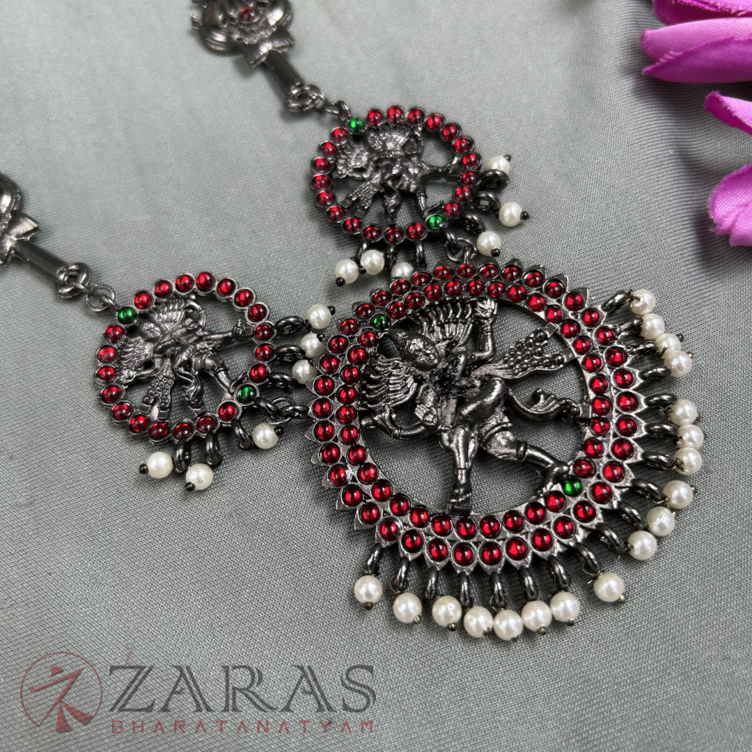 Bharatanatyam Dance Jewellery Black - Sulam & Nadaraj RG Kemp Beads Haaram image 1