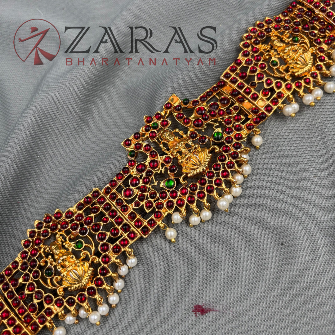 Bharatanatyam Dance Jewellery - Lakshmi RG Hip Belt Kemp Pe (Ottiyanam) image 2