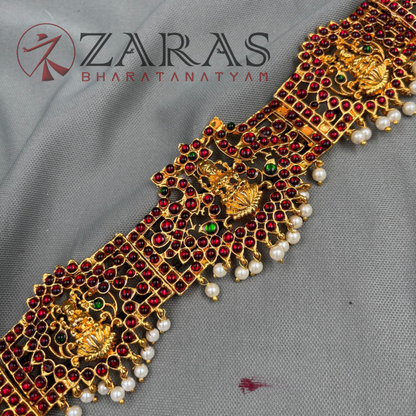 Bharatanatyam Dance Jewellery - Lakshmi RG Hip Belt Kemp Pe (Ottiyanam) image 2