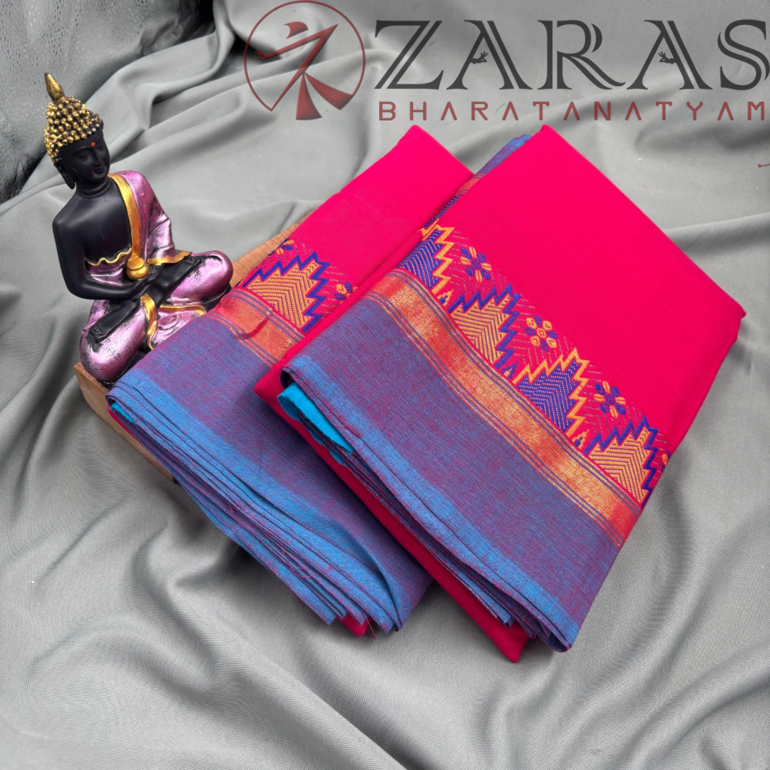 Bharatanatyam Dance Practice Saree - Pink Blue Gopuram Border image 2